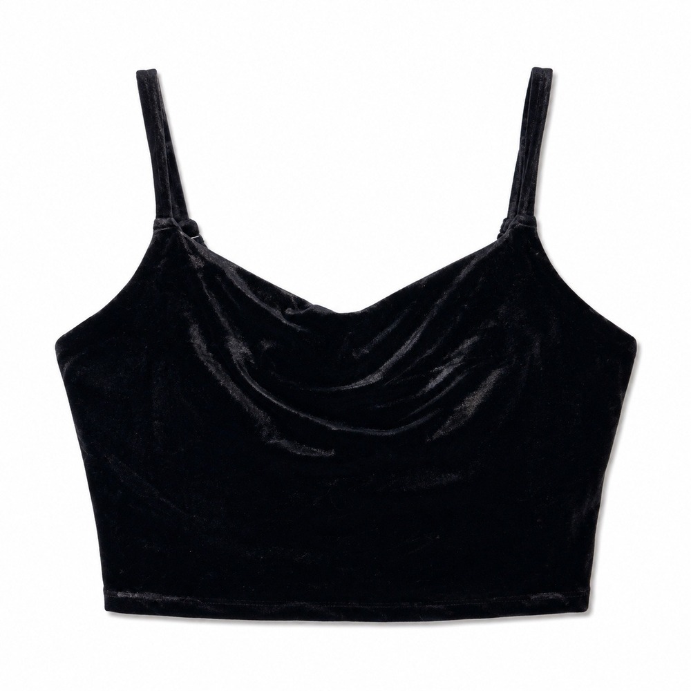 Athleta Elation V-Neck Velvet Crop Top Black  Yoga Tank M Whimsigoth dark fairy